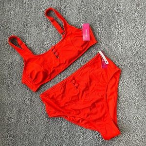 XHILARATION | Young Adult Red Bikini W/ High Waisted Bottoms